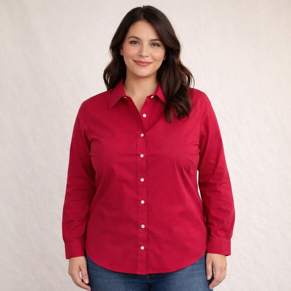 Jones New York Tops - Jones New York Signature Non-Iron Shirt Fuchsia Pink Size Large